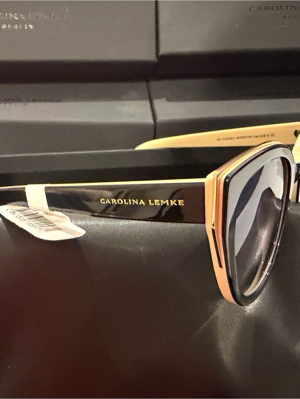 Carolina Lemke Oversized cat eye  Sunglasses - Black & Gold Trim two tone - Picture 13 of 13